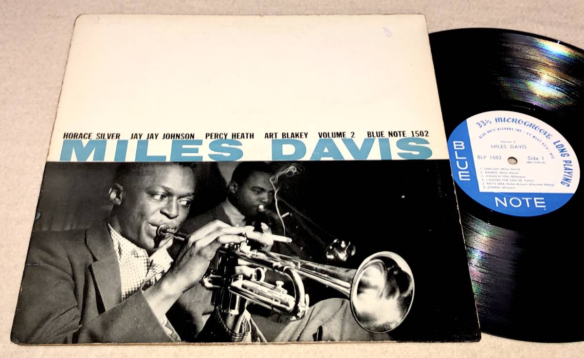 ●2枚組！Mono深溝63rdオリジPromo重量盤Miles Davis / Volume 1 & 2 Jackie McLean,Horace Silver,Art Blakey,Kenny Clarke,Jay J.Johnson_概ね良好一部シール痕ありです。