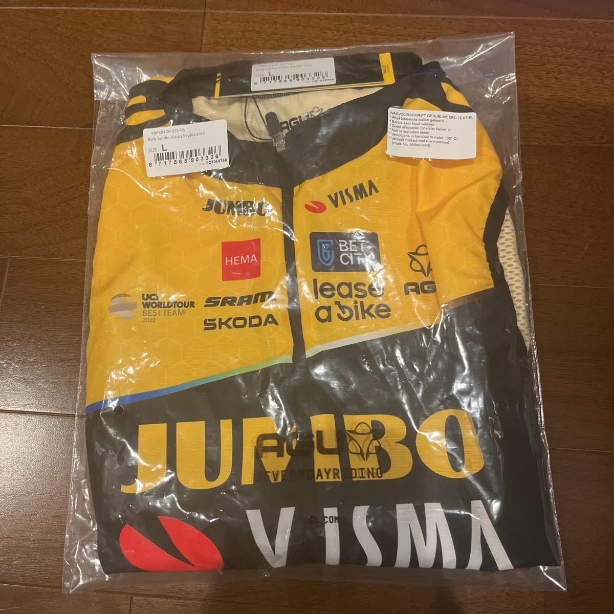 AGU Team Jumbo-Visma Replica Wind Body yellow (チーム ユンボ ビスマ レプリカ ベスト イエロー/黄色）ジレ Lサイズ 新品未使用の画像2