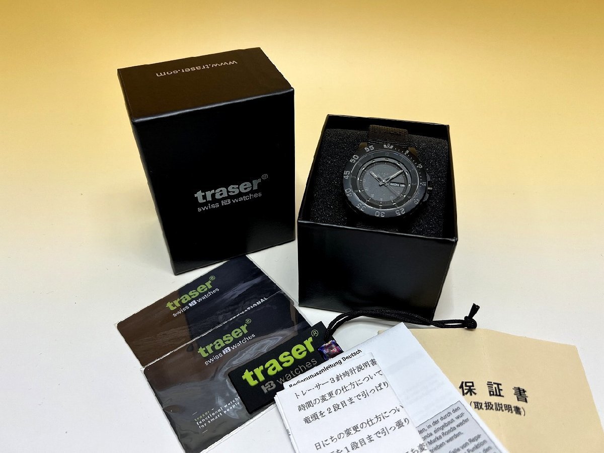 極美品 Traser H3 プロフェッショナル シェード メンズ クオーツ腕時計 ブラック P6600.4AI.C3.01 / 103353 ミリタリー トレーサー_画像1