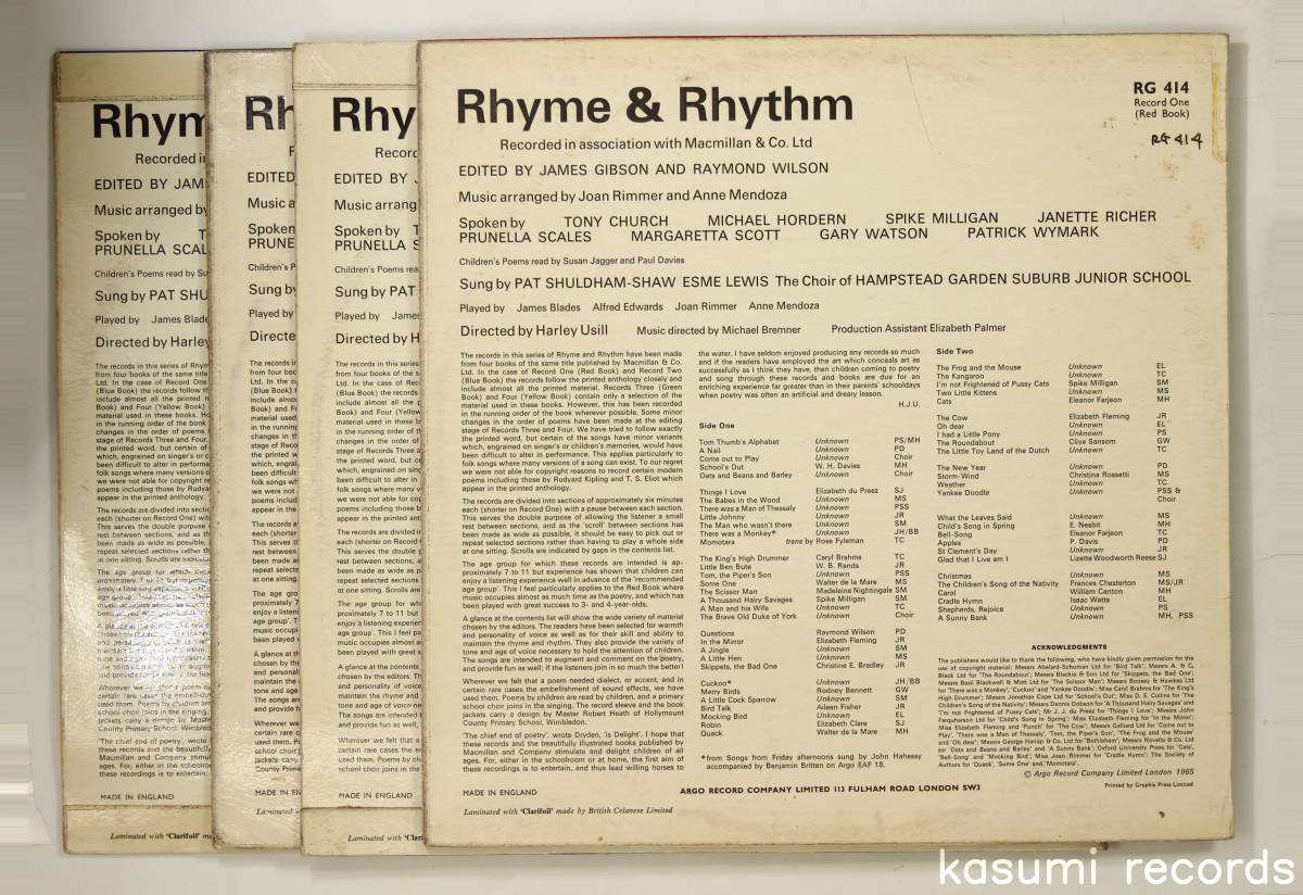 【UK-ORIG.LP】VA/RHYME & RHYTHM: POEMS AND SONGS FOR CHILDREN VOL1-VOL4(並品,65年童謡,4枚組)の画像5