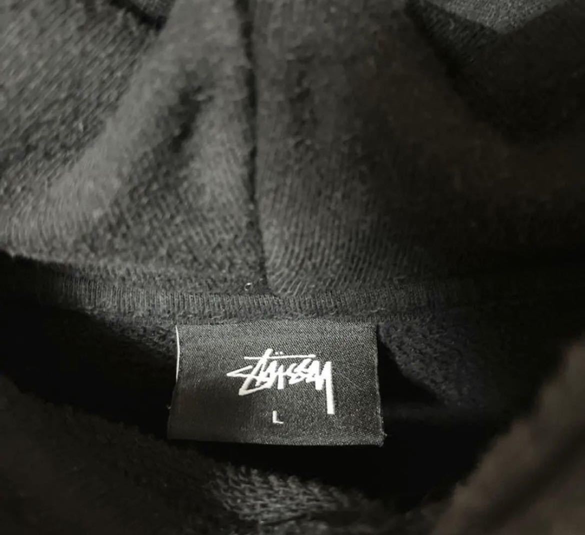 stussy ステューシー 長袖 パーカー スウェット プルオーバー デカロゴ サイズL ブラック フーディ サイコロ 送料無料_画像7