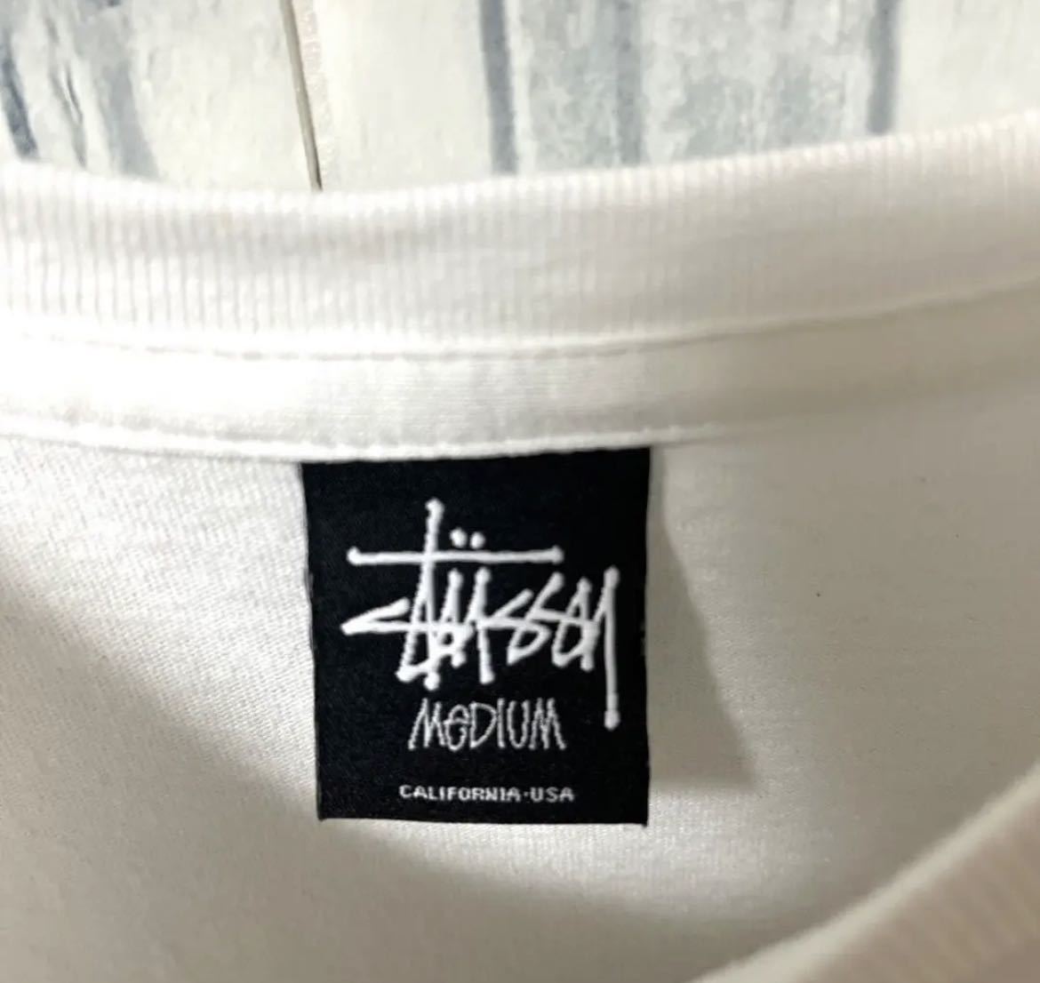 stussy ステューシー 半袖 Tシャツ ビッグロゴ デカロゴ サイズM ホワイト スケボー 王冠 送料無料