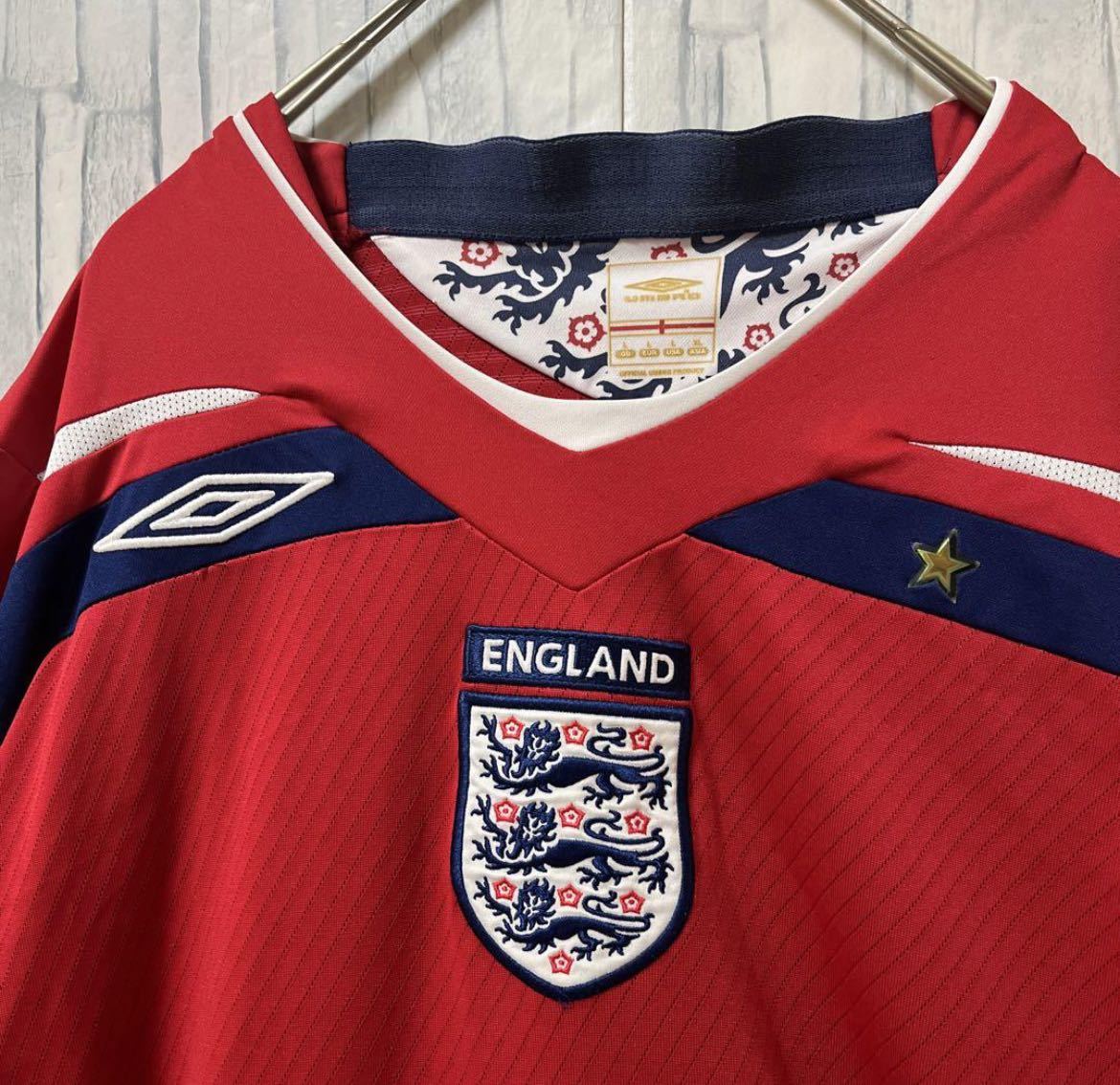 UMBRO アンブロ サッカー イングランド代表 ユニフォーム ゲームシャツ ロンT 長袖 刺繍ロゴ ワッペン サイズXL 2008年-2010年  送料無料