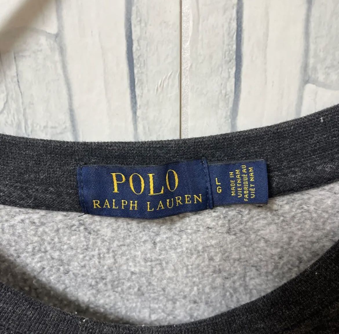 POLO RALPH LAUREN Polo Ralph Lauren long sleeve sweatshirt sweat Polo Bear te Caro go big Logo size L dark gray reverse side nappy free shipping 