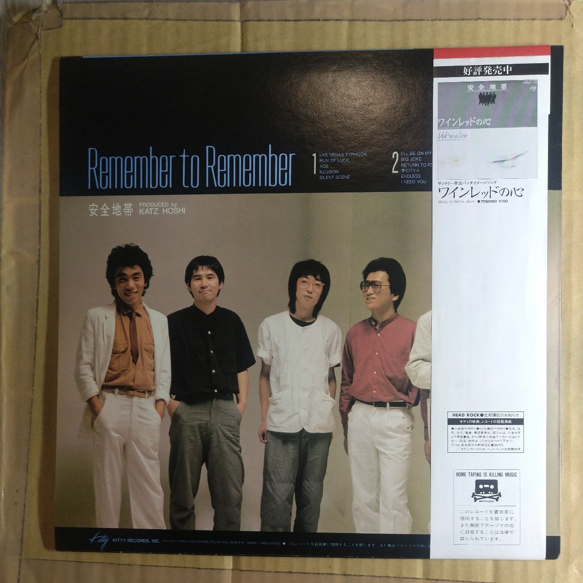 安全地帯「安全地帯 Ⅰ　remember to remember」LP 1983年 1st album★★和モノ シティポップ 玉置浩二_画像2