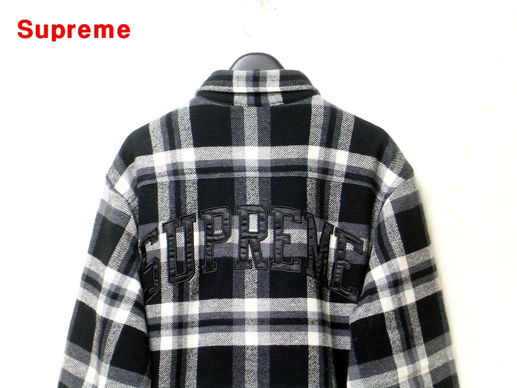 M[Supreme 17AW Quilted Arc Logo Flannel Shirt Supreme arch Logo