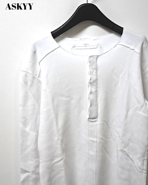 2 ¥28,600【ASKYY / M21 / HENRYNECK CUTSEW / WHITE 3/7 373 アスキー ヘンリーネックカットソー ホワイト ASKyy ロンTシャツ】_画像1