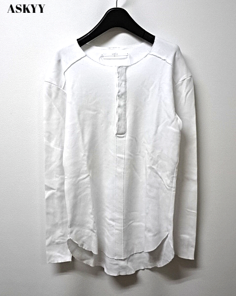 2 ¥28,600【ASKYY / M21 / HENRYNECK CUTSEW / WHITE 3/7 373 アスキー ヘンリーネックカットソー ホワイト ASKyy ロンTシャツ】_画像2