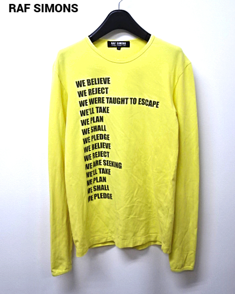 48【RAF SIMONS カットソー ロンTシャツ ストレッチ YELLOW RAF SIMONS SPRING SUMMER 2002 ラフシモンズ ロンTシャツ イエロー】_画像2