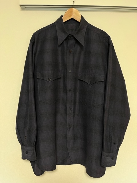 最安価格 ウールシルク COMOLI ワークシャツ 21AW サイズ2 NAVY コモリ