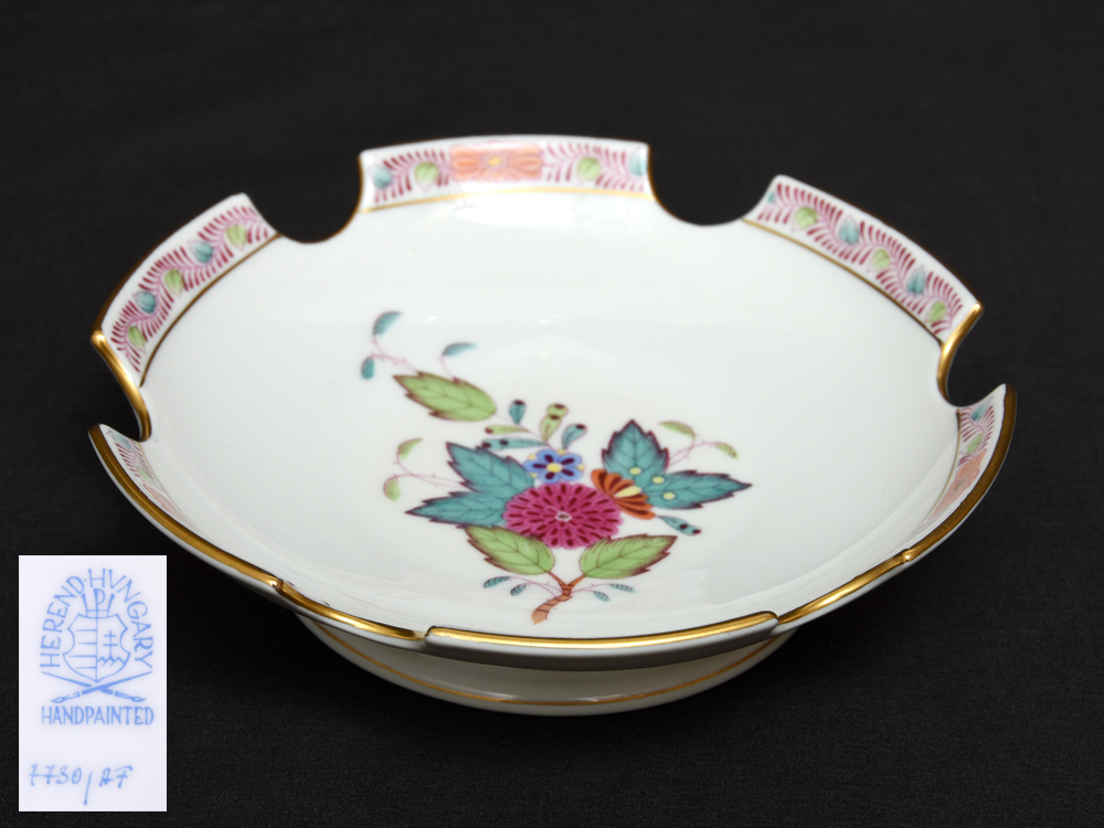 HEREND ヘレンド アポニーフラワー アッシュトレイ 灰皿 陶磁器 西洋陶磁器 西洋美術 皿 鉢 洋食器 z5675a_画像1