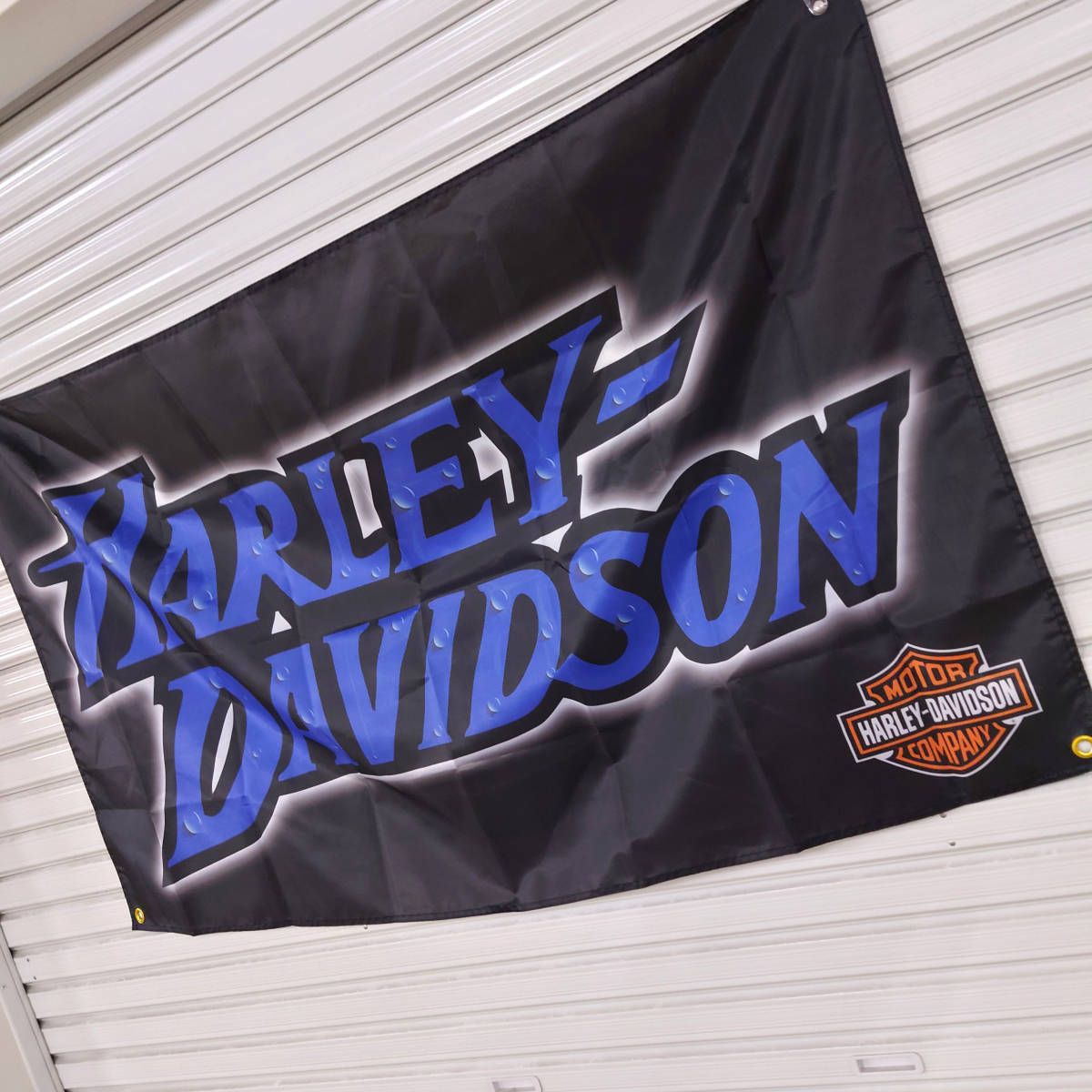 ハーレーダビッドソン フラッグ P343 HARLEY-DAVIDSON 両面印刷 ロゴ USA ポスター ガレージ装飾 チョッパー タペストリー 旗 バナー _画像6