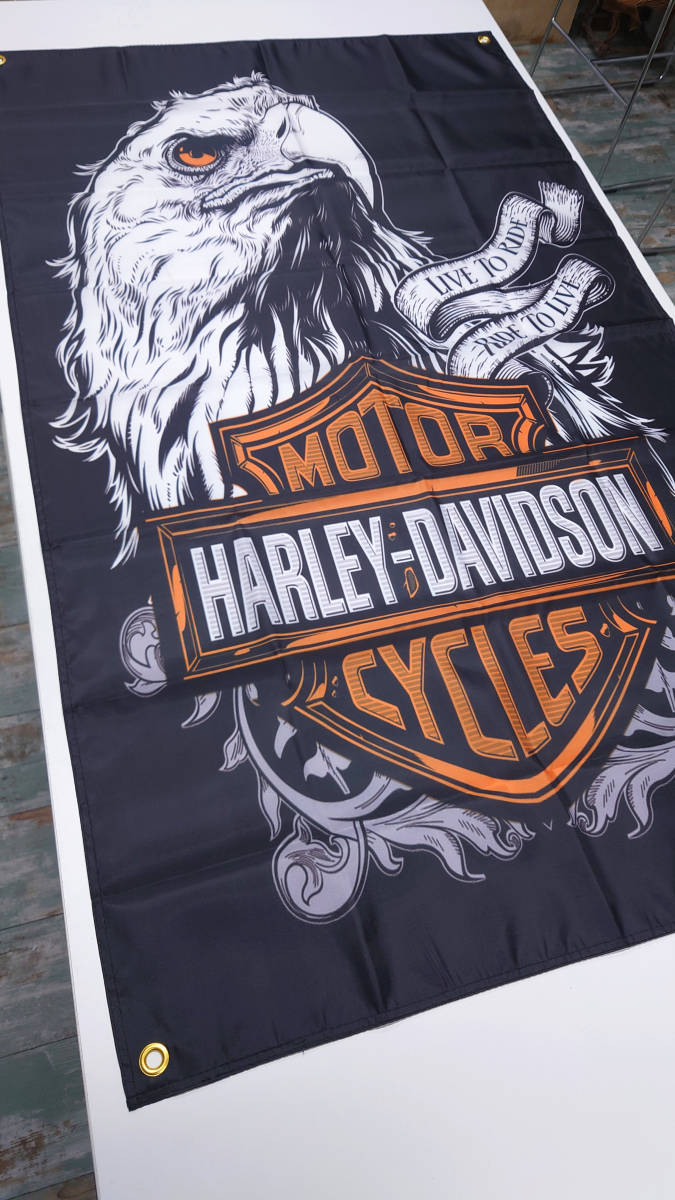 ハーレーダビッドソン フラッグ P416 HARLEYDAVIDSON ロゴ ポスター 白頭鷲 バイクガレージ タペストリー 旗 ウォールステッカー バナー_画像9