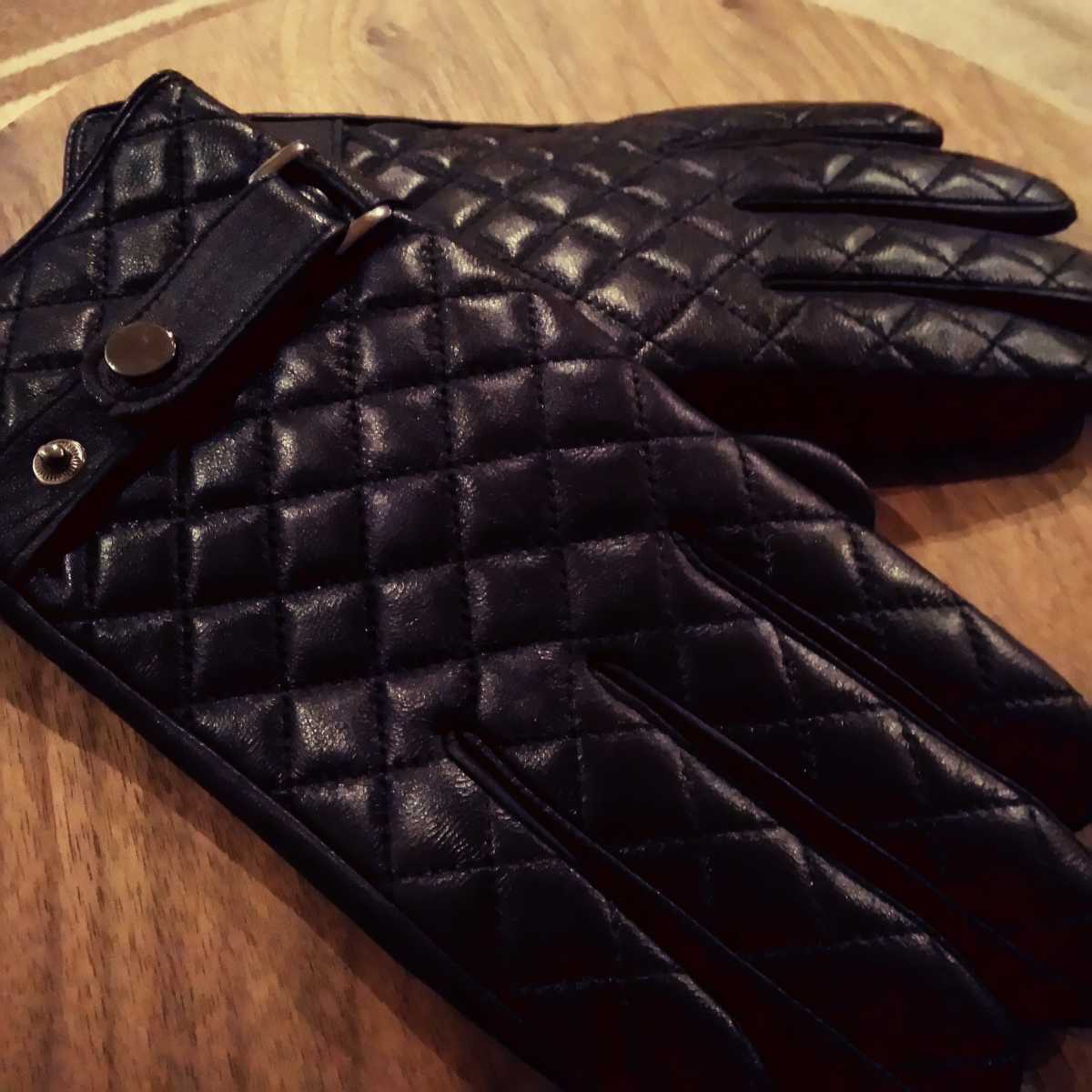 バイクレザーグローブ　サイズ10（男性L）　ブラック　ダイヤスティッチ　革手袋　ハーレー　カフェレーサー　ヴィンテージ_画像1