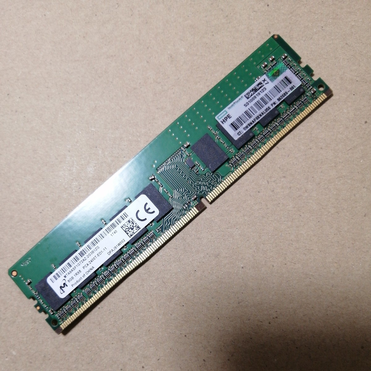 MTA9ASF１G72AZ-2G3B1 Micron 8GB PC4-19200 DDR4-2400MHz ECC Unbuffered 288-Pin DIMM Memory Module保証あり_画像1