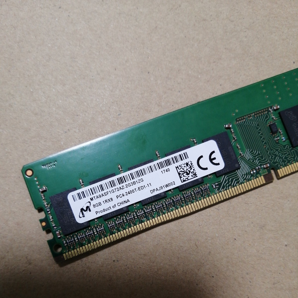 MTA9ASF１G72AZ-2G3B1 Micron 8GB PC4-19200 DDR4-2400MHz ECC Unbuffered 288-Pin DIMM Memory Module保証あり_画像2