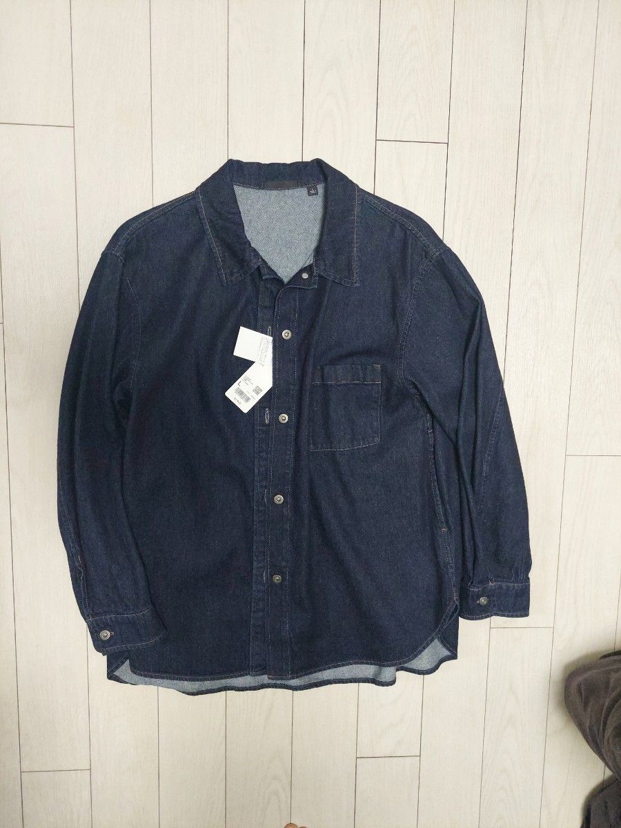 新品　ユニクロ　デニム　シャツ　L