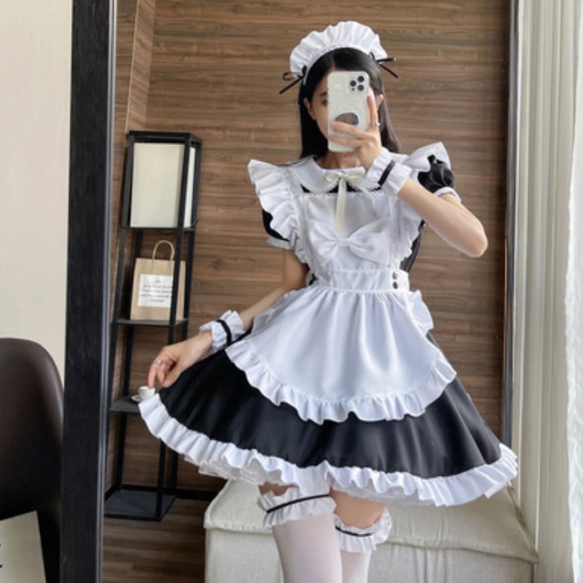 メイド コスプレ ショート ワンピース 英国風 ゴスロリ 衣装 メイド服 韓国 Mサイズ