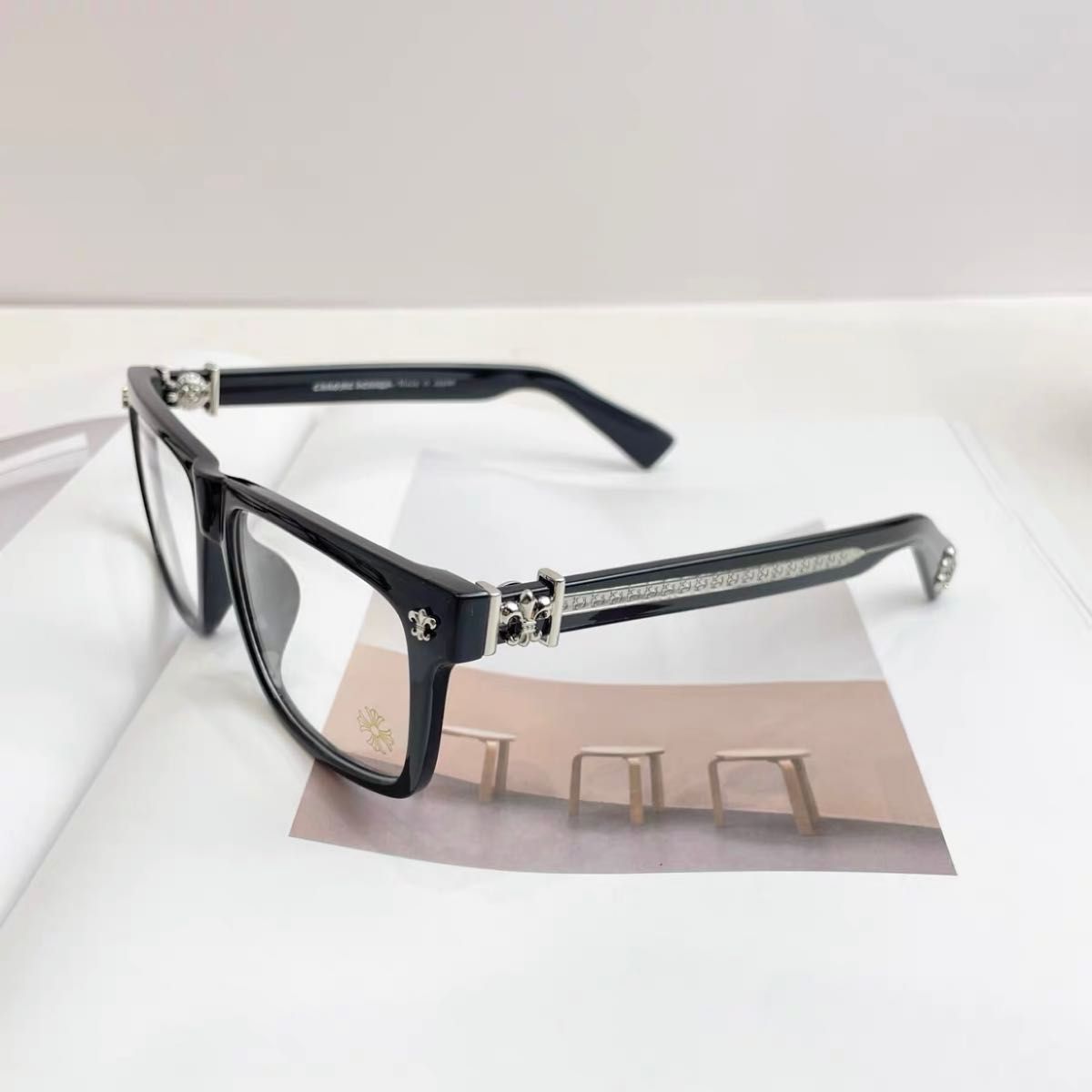 【新品未使用】高級仕様の眼鏡フレーム ブラック×メタル 度なし シルバー 黒 銀 メガネフレーム Yahoo!フリマ（旧）