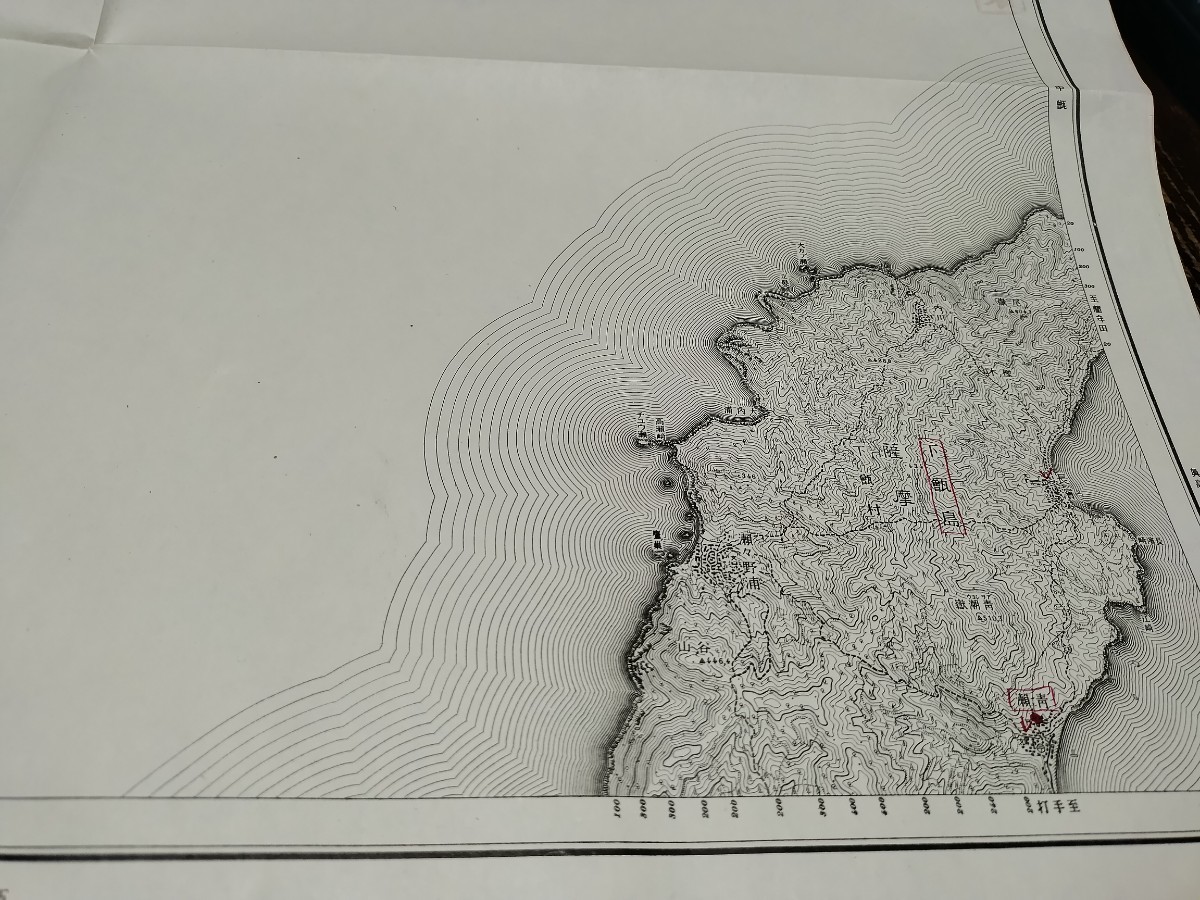 青瀬　鹿児島　古地図 　地形図　地図　資料　46×57cm（書き込み多し表裏）明治34年測量　昭和13年印刷　発行　B2310_画像3