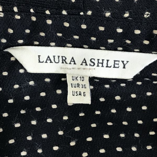 LAURA ASHLEY/ローラアシュレイ★膝下スカートスーツ/上下セットアップ/【10/36/6/M-L/黒/ブラック/ドット柄】ウール/総裏地◆BF759