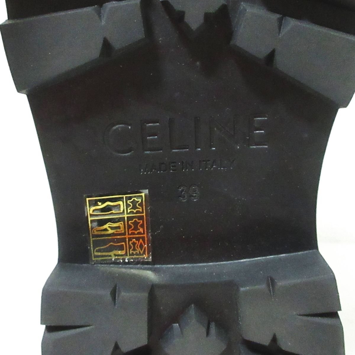 未使用 CELINE セリーヌ バルキー レザー トリオンフ レースアップ ショートブーツ BE0291 サイズ39 約26cm ブラック_画像8
