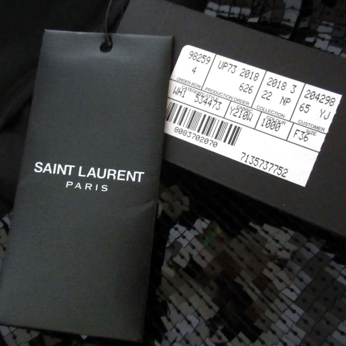 新品 未使用 18-19AW SAINT LAURENT PARIS サンローランパリ スパンコール スラックス パンツ F36サイズ ブラック_画像9