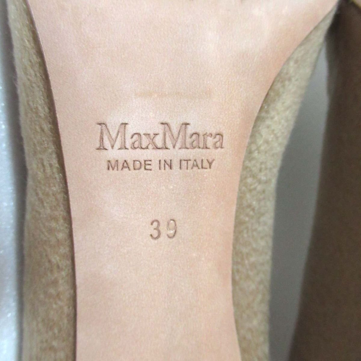  почти не использовался Max Mara Max Mara шерсть po Inte dotu высокий каблук туфли-лодочки I39 размер 24cm соответствует бежевый 