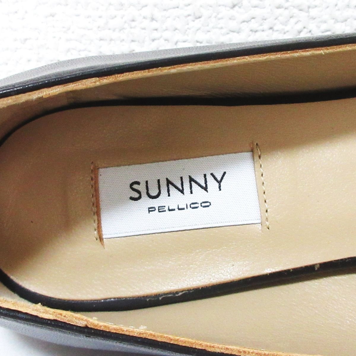 美品 PELLICO SUNNY ペリーコサニー レザー ポインテッドトゥ フラットシューズ パンプス サイズ38 約24.5cm ブラック_画像4