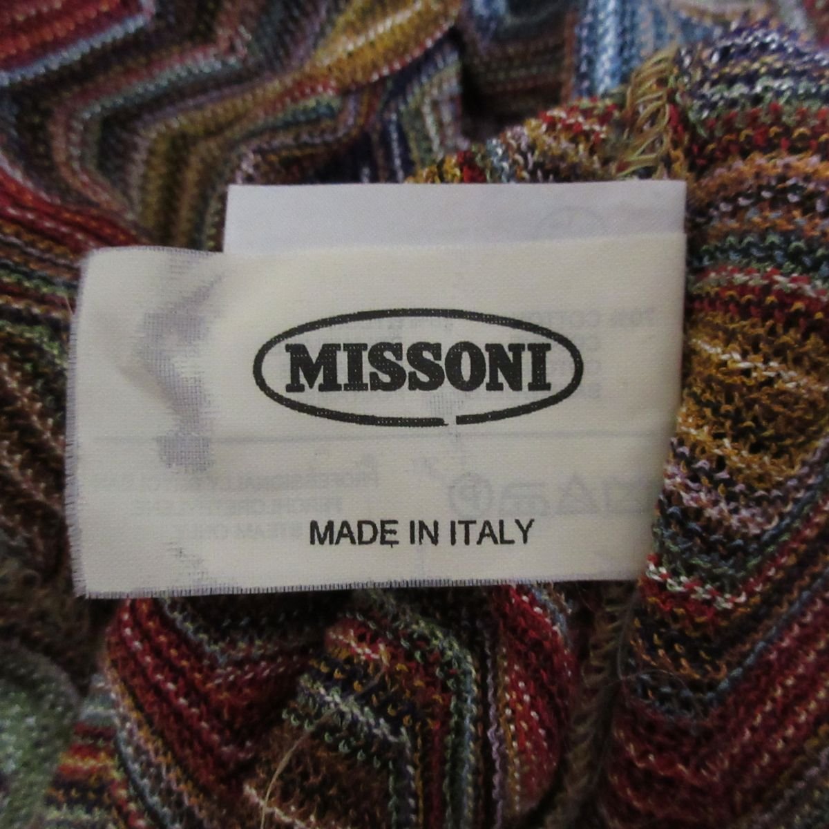 美品 MISSONI ミッソーニ マルチボーダー柄 半袖 ニット Tシャツ カットソー 大きいサイズ 46 マルチカラー_画像3