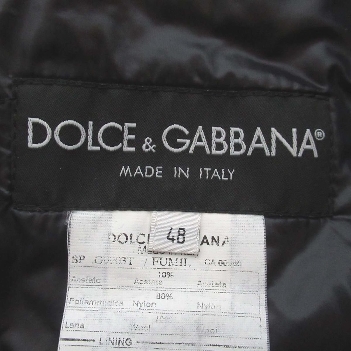 美品 DOLCE&GABBANA ドルチェ&ガッバーナ スタンドカラー ジップアップ ナイロン ダウンジャケット ブルゾン G9903T 48サイズ ブラック_画像6