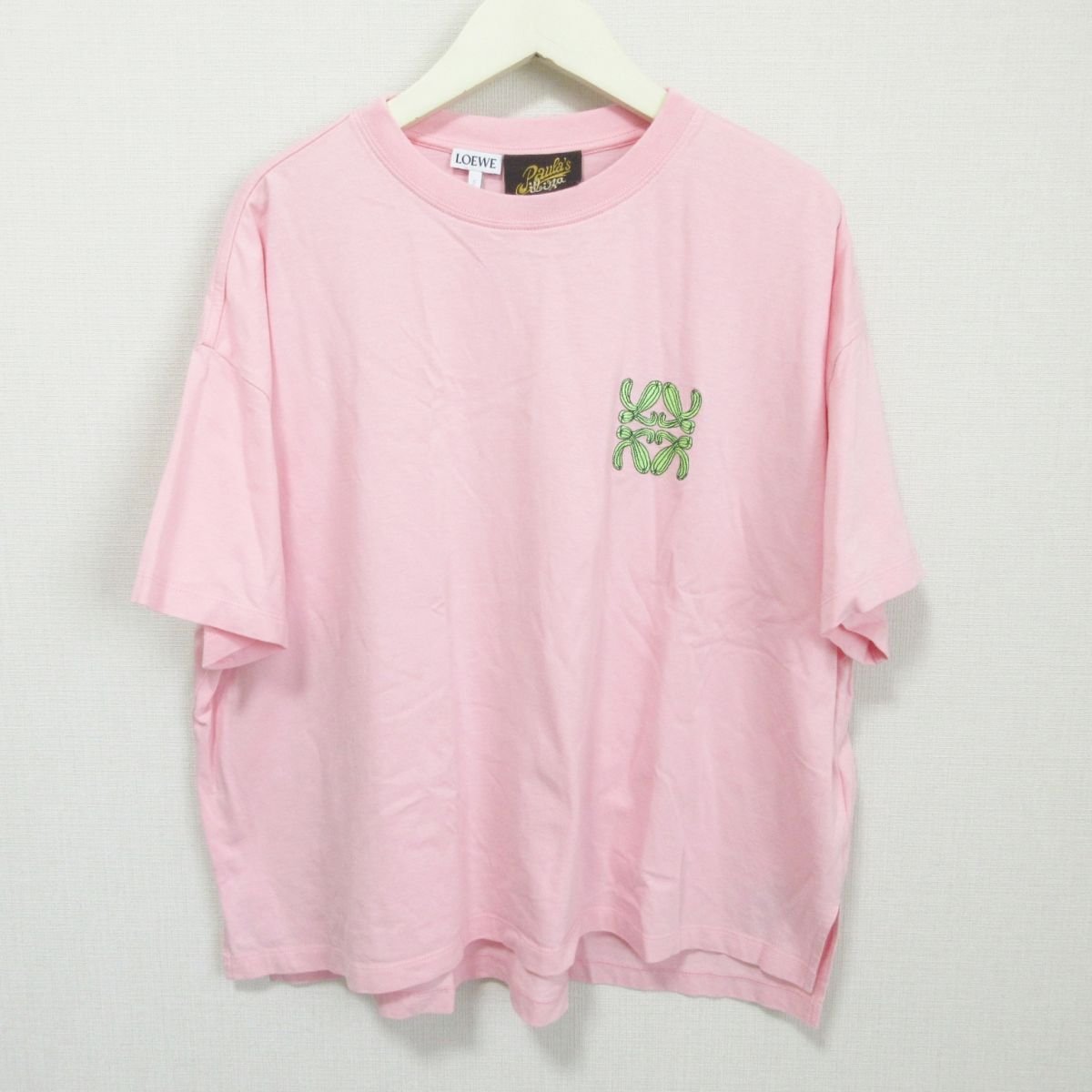新品 未使用 22SS LOEWE×Paula's Ibiza ロエベ×パウラズイビザ アナグラム刺繍 半袖 Tシャツ カットソー XS ピンク 102の画像1