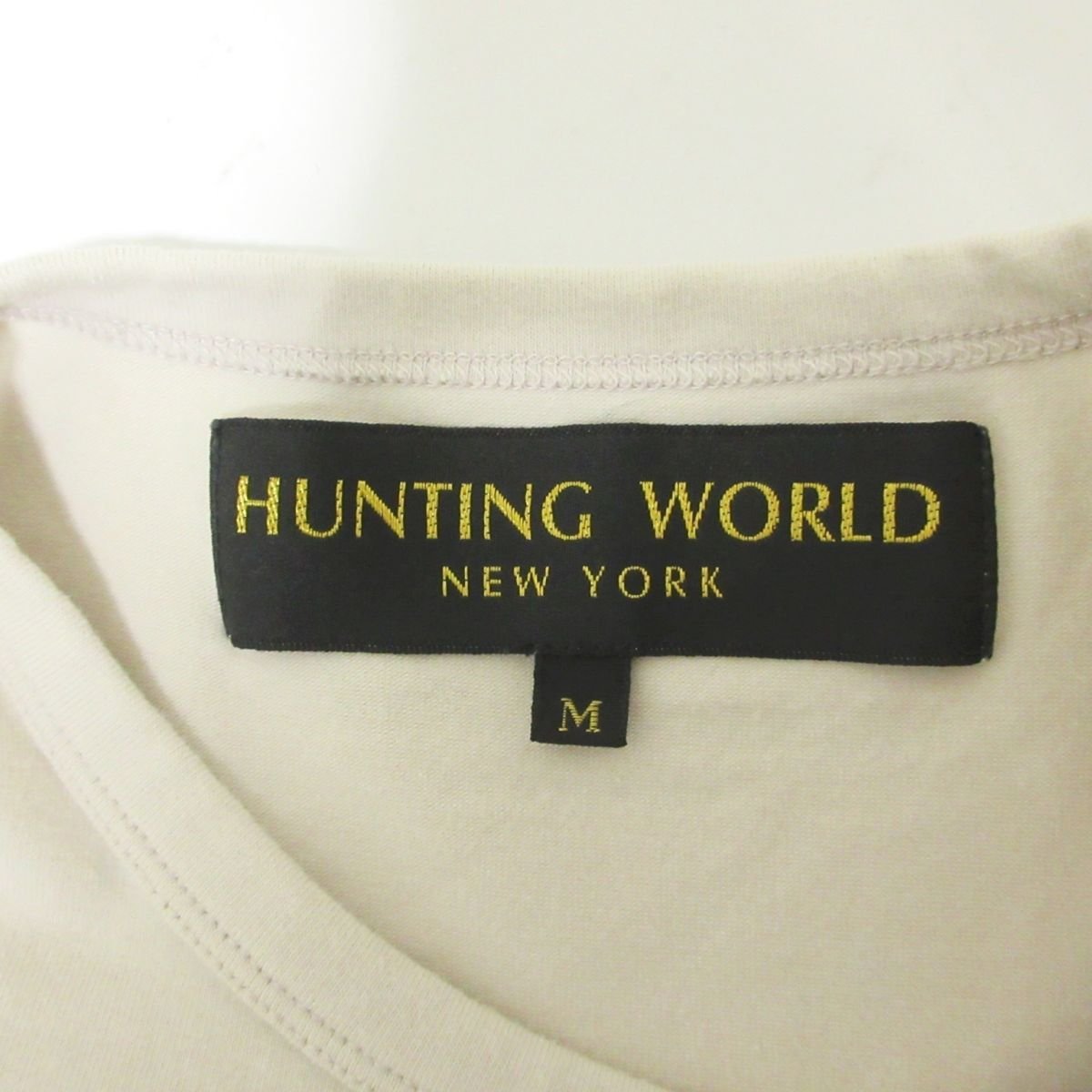  прекрасный товар HUNTING WORLD Hunting World короткий рукав Logo футболка cut and sewn M свет бежевый 103