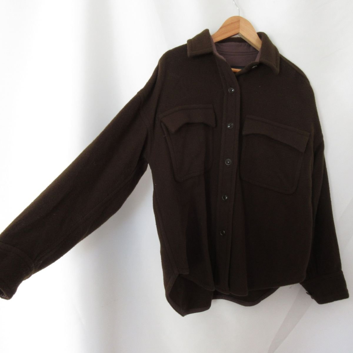  beautiful goods FLORENT Florent LAINE WOOL. pocket long sleeve shirt jacket oversize 1 Brown 104