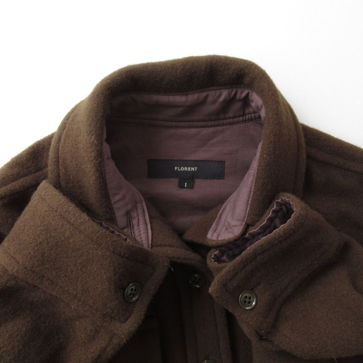  beautiful goods FLORENT Florent LAINE WOOL. pocket long sleeve shirt jacket oversize 1 Brown 104