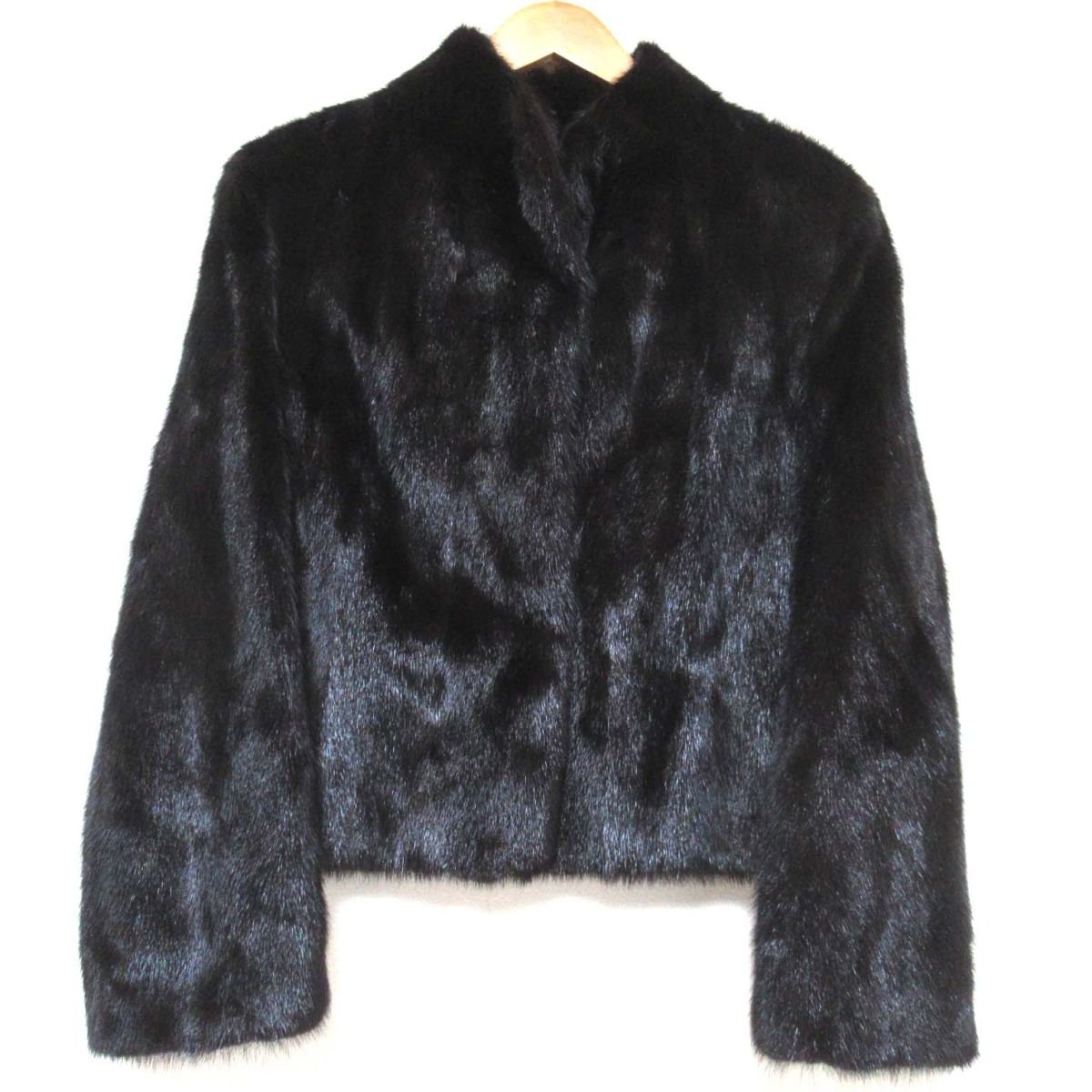 美品 MOONBAT ムーンバット FUR FLASH ミンクファー スタンドカラージャケット ハーフコート ダークブラウン_画像1