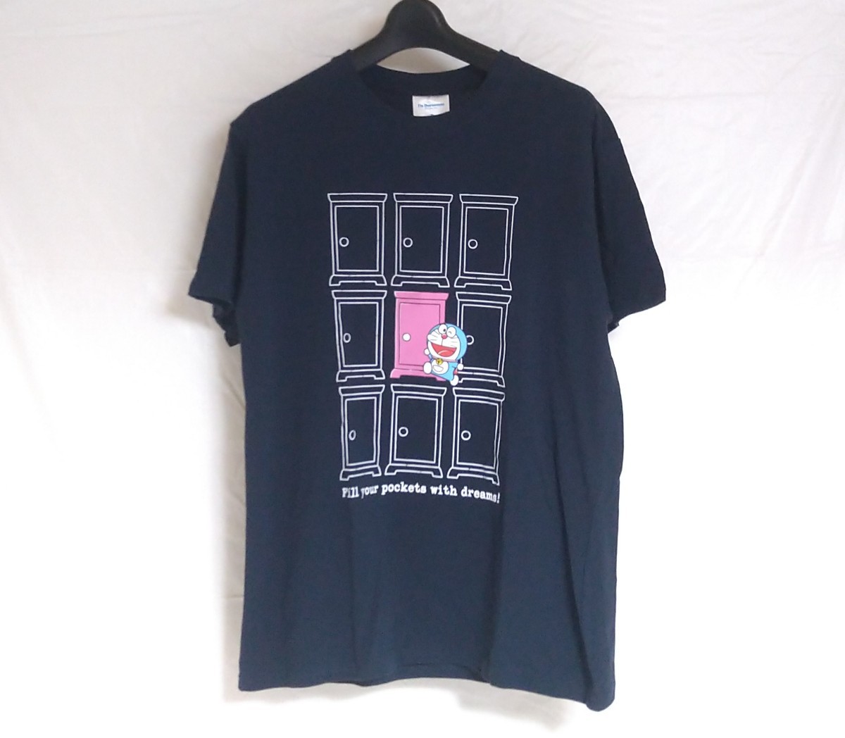 ドラえもん どこでもドア フロントプリント 半袖 Ｔシャツ ネイビー メンズ Mサイズ_画像1