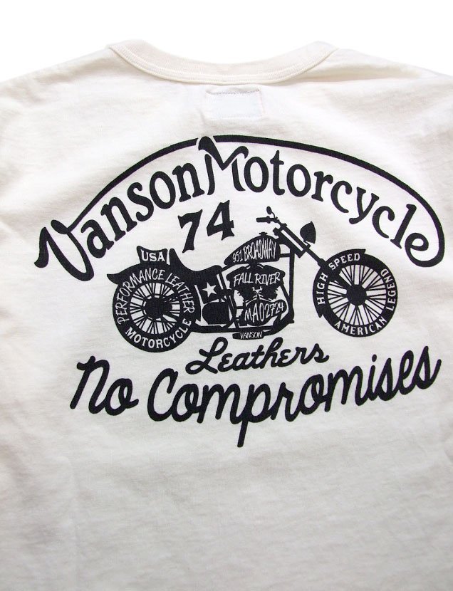 新品 VANSON バンソン ロングTシャツ 白L 新品 ハーレー バイク 