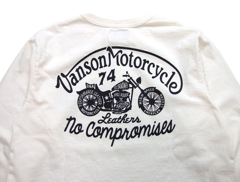 新品 VANSON バンソン ロングTシャツ 白L 新品 ハーレー バイク 