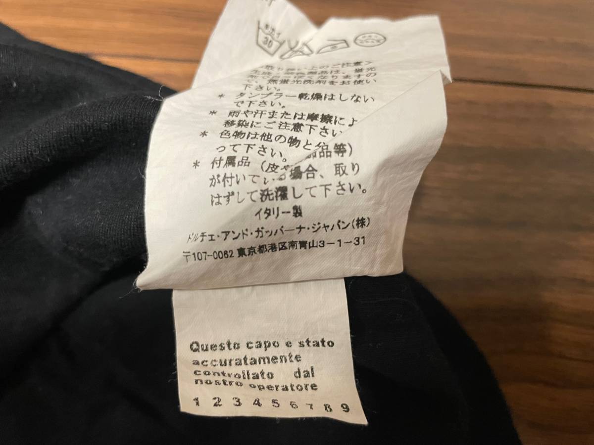 即決！送料無料！美品！国内正規品　ドルチェ&ガッバーナ ドルガバ DOLCE&GABBANA D&G Tシャツ 半袖 黒　ブラック　サイズ４４