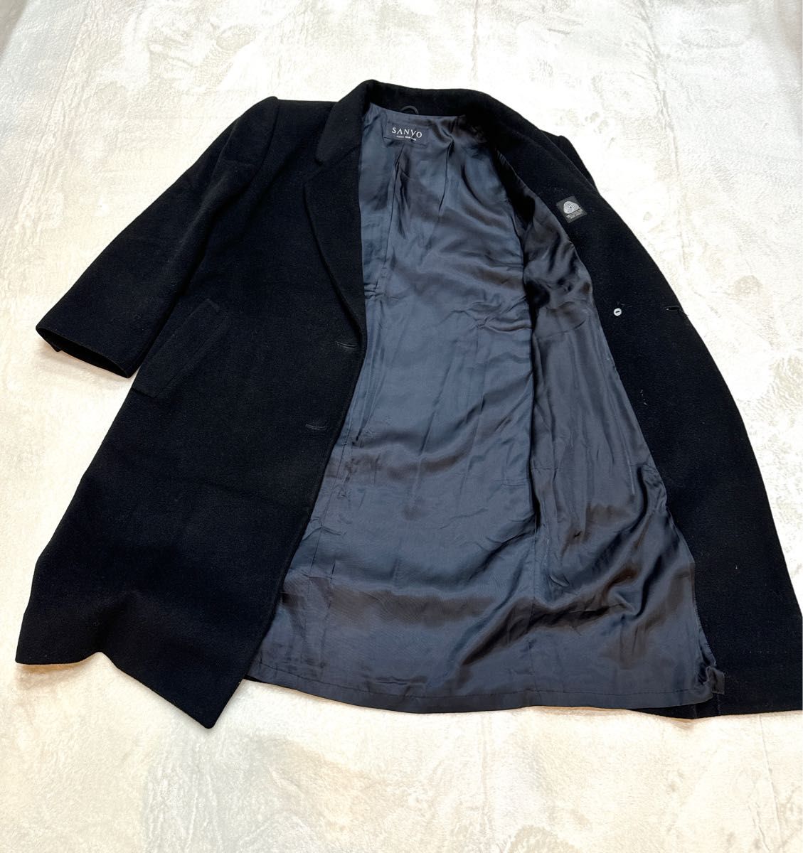 カシミヤ】 SANYO TOKYO NEWYORK チェスターコート 黒 Mサイズ カシミヤ】 SANYO TOKYO NEWYORK チェスターコート 黒 Mサイズ