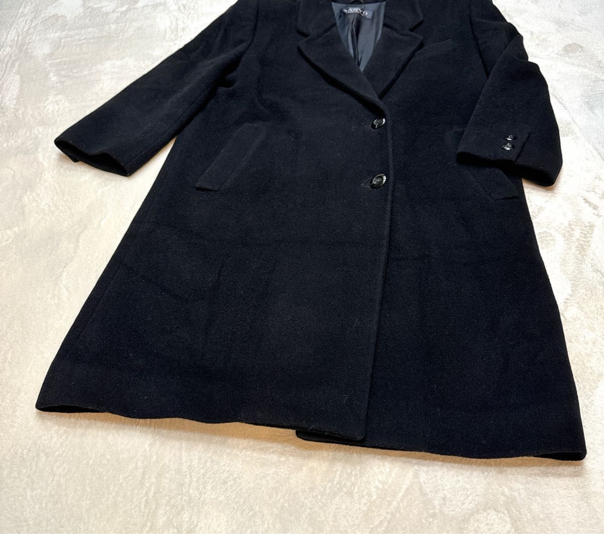 カシミヤ】 SANYO TOKYO NEWYORK チェスターコート 黒 Mサイズ カシミヤ】 SANYO TOKYO NEWYORK チェスターコート 黒 Mサイズ