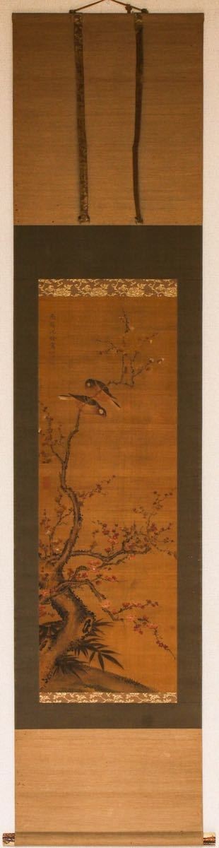 沈南蘋筆 絹本 肉筆 花鳥図 掛軸 時代 中国 画家 肉筆 中国 絵画-