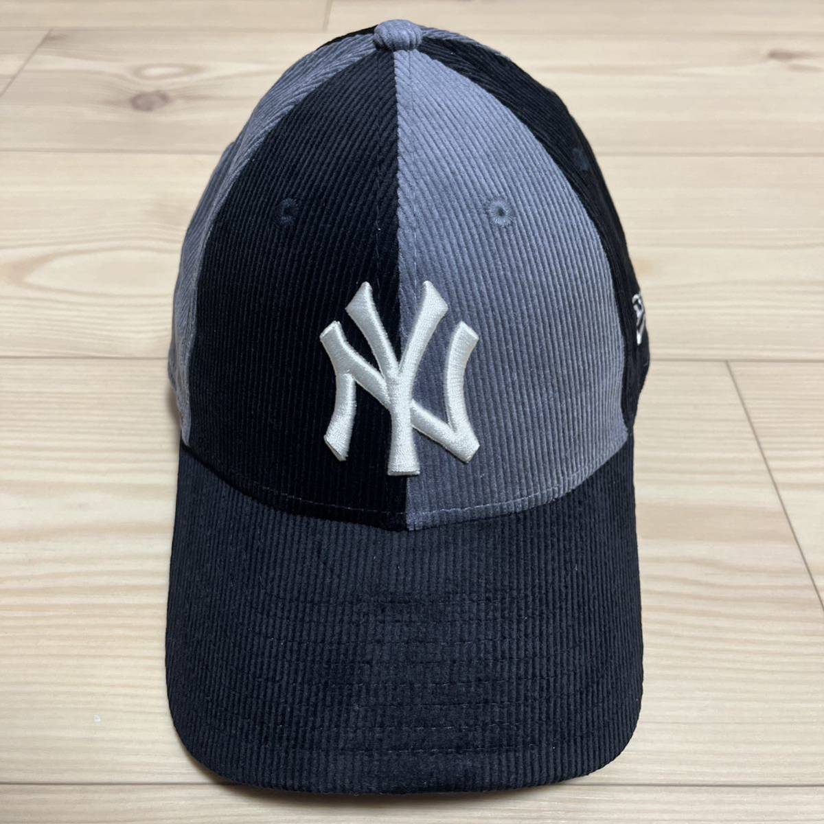 ニューエラ　NEW ERA NYヤンキース　ブラックXグレー　コーデュロイ生地_画像2