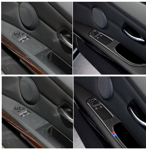 BMW 3シリーズ E90 2005- 2012年　2タイプ選択可能　右ハンドル用 ドアウィンドウ　スイッチボタンフレーム ステッカー パネル カバー 2P_画像9