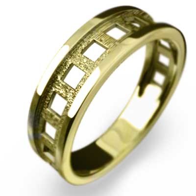 お見舞い 四角抜き 指輪 デザイン 18金イエローゴールド 地金 ゴールド