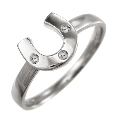 指輪 3石 馬蹄タイプ 天然ダイヤモンド プラチナ900