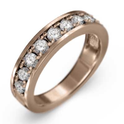 ハーフ エタニティ 指輪 婚約 ブライダル にも ダイアモンド 4月誕生石 k18ピンクゴールド