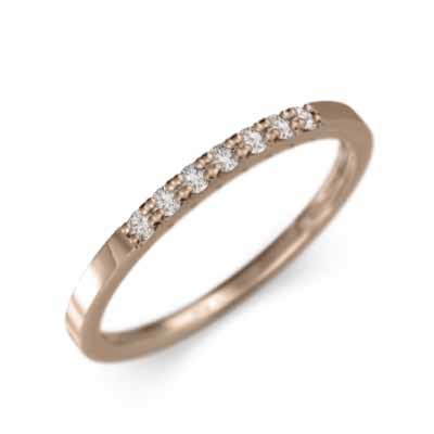 ハーフ エタニティ 指輪 平たい リング 細身 指輪 ダイヤモンド k10ピンクゴールド 幅リング 微細