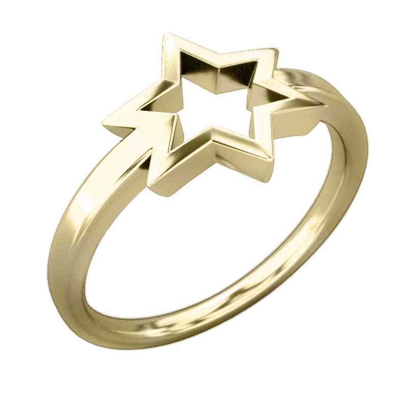 かわいい新作 指輪 地金 ダビデの星 k18イエローゴールド 中サイズ